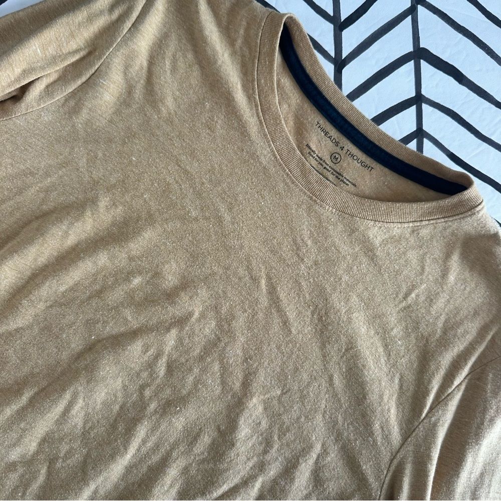Threads 4 Thought Men's Size M Mustard Yellow Long Sleeve Tee Shirt